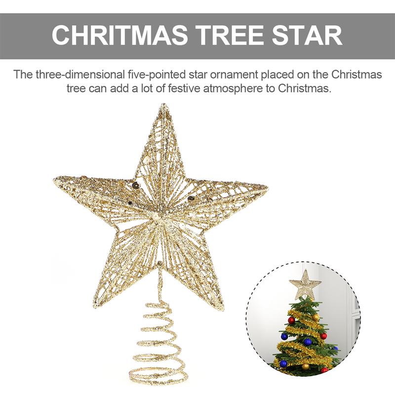Exquisite Iron Art Ornament Mooie Boom Ster Voor Kerst Kerstboom Decoratie Smeedijzeren Vijfpuntige Ster Top Ster