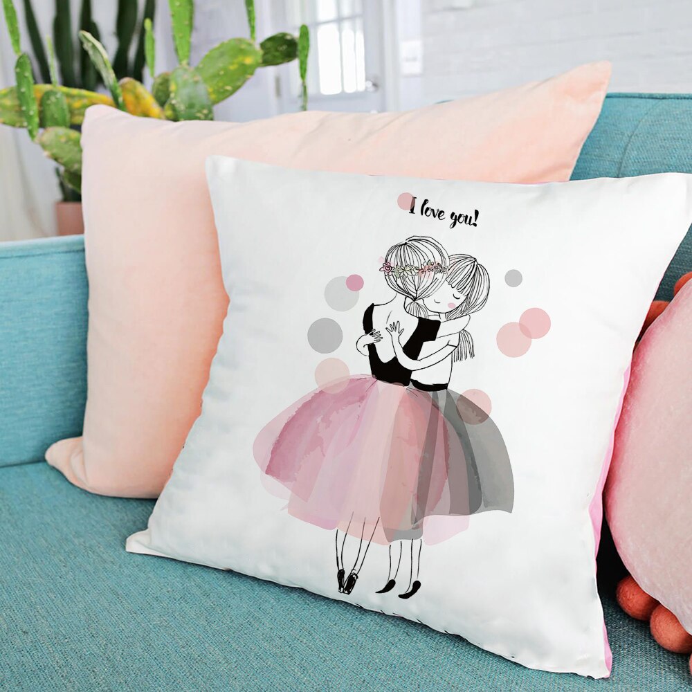 Nordic Stijl Roze Ballet Meisje Kussenhoes Decor Kussensloop Kussen Decoratieve Home Decor Sofa Slaapkamer Sierkussen 45x45cm