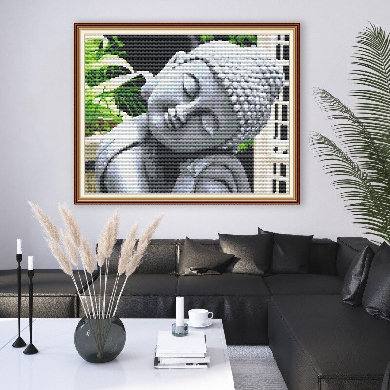 Sleeping Buddha Cross Stitch Pattern Counted Printed Fabric 14CT 11CT Cross-stitch Kits DIY Handmade Embroidery Needlework Sets