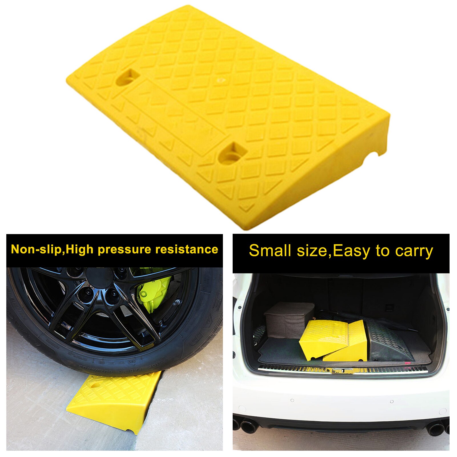 Rampas de Curb portátiles para coche, remolque, camión, motocicleta, silla de ruedas, pendiente de plástico resistente, 1 ud.