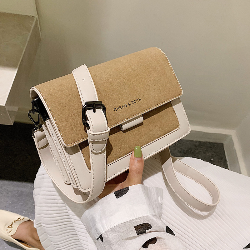 Petit sac carré chic pour femme, large bandoulière, polyvalente, sac messager unique initié, sac tendance: Kaki