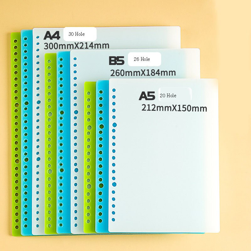 2 Pcs A5/B5/A4 Loose-Leaf Book Cover 20/26/30 Hole Binder Circle PP Separator Memo Pad Accessory For Office Documents