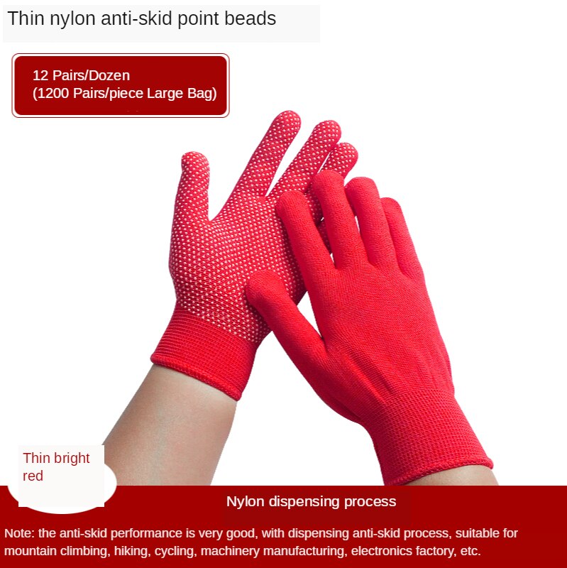 Gants chauds et fins en Nylon, pour femmes et hommes, avec pois, élastique pour vélo