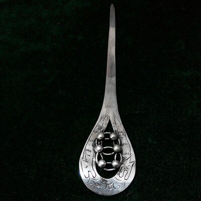 - handgemaakte miao zilveren thee klassieke vrouwelijke naald haarspeld stap schud kwast zilveren pu'er thee naald: 2