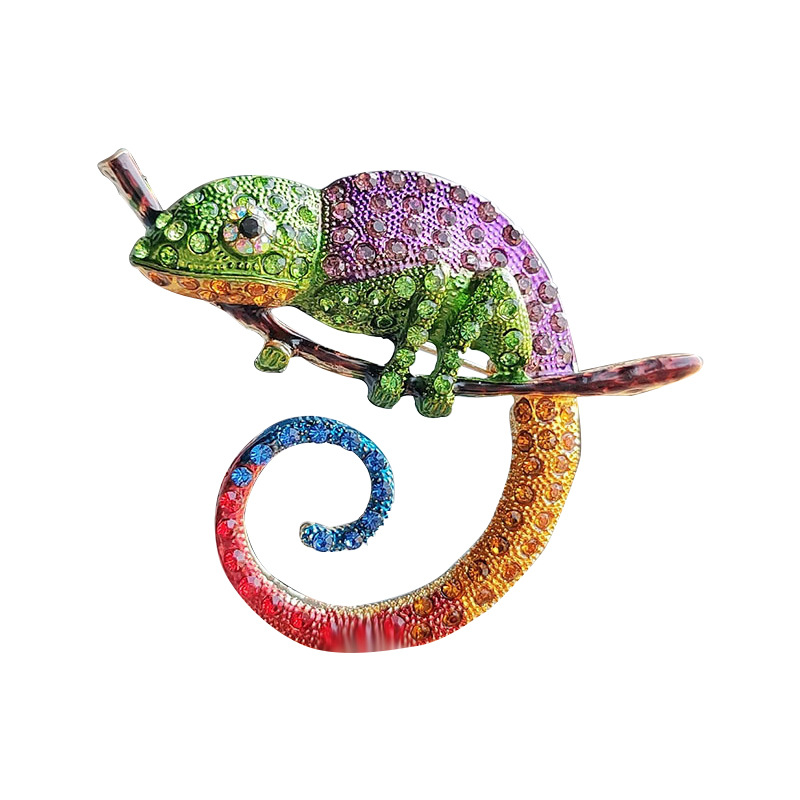 Broches creativos de diamantes de imitación camaleón y lagarto para mujer y hombre, ropa, traje, broche de Animal, Pin, accesorios de joyería, adornos,