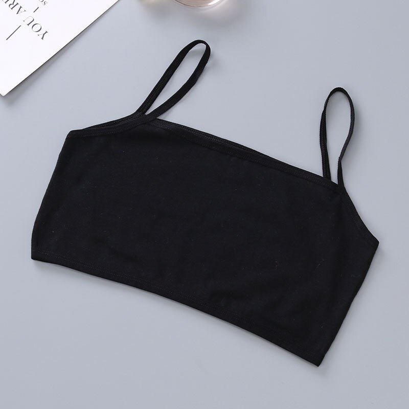 Børn undertøj model bomuldstoppe til piger tanktoppe teenage pige singlets 6-16 år børn camisole med en buste  of 50-80 cm: Sort fri størrelse