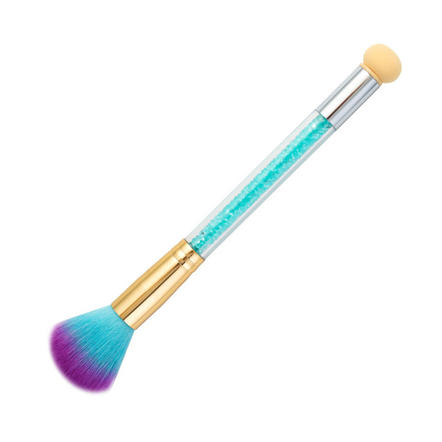 1 Set Double-headed Gradient Brushes Dust Brush Acrylic Rhinestone Sponge Nail Art Brush For Ombre Gradient Nails Manicure Tool: 1pc green