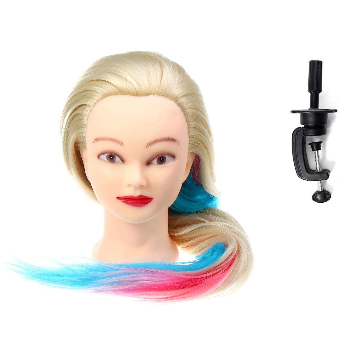 70cm Training Head For Salon Hairdressing Mannequin Dolls Hairstyles Styling Head With Clamp Can Be Curled Hair: Beige