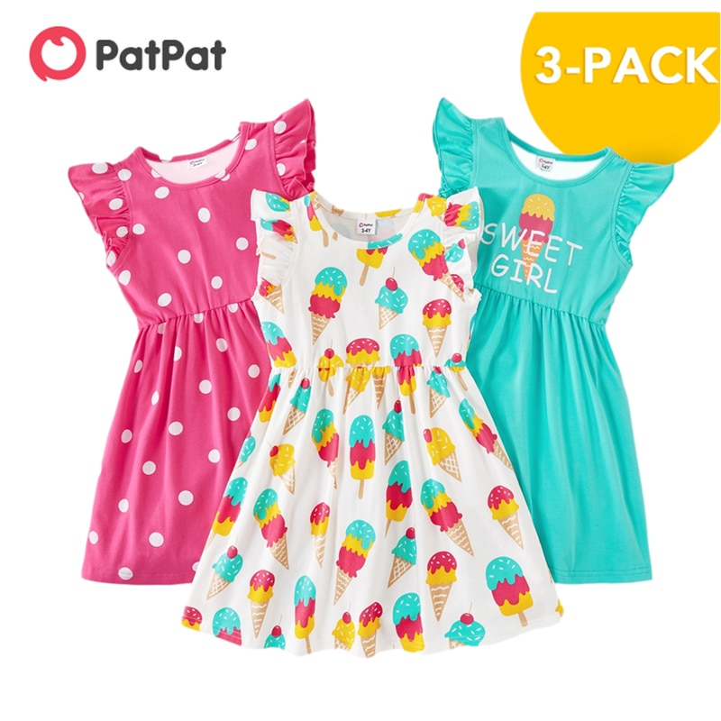 Patpat sommar 3- -pack #39 småbarnsglass prickiga barnkläder 3-6y
