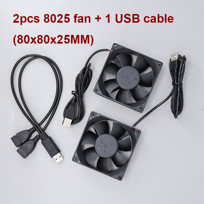 Dual 40mm 50mm 60mm 80mm 90mm 120mm DC 5V Powered USB Fans with 2 in 1 USB Cable for AV Receiver DVR Cooling E: Orange