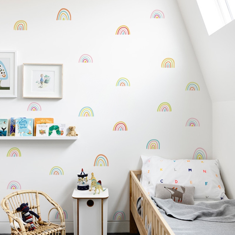 Ins Eenvoudige Creatieve Regenboog Combinatie Decoratie Muurstickers Voor Kinderen Baby Kamer Decoratie Muurstickers