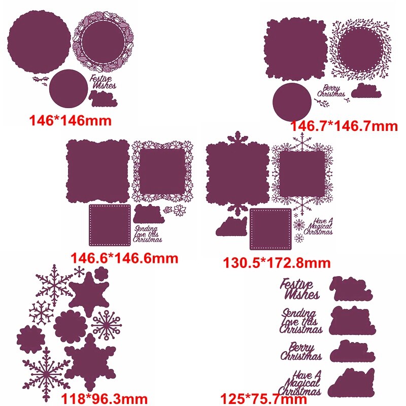 Flourishing Border Frame Metal Cutting Dies Frame&Stars&Phrases Die Cuts For Card Making DIY Embossed Crafts Cards: 7