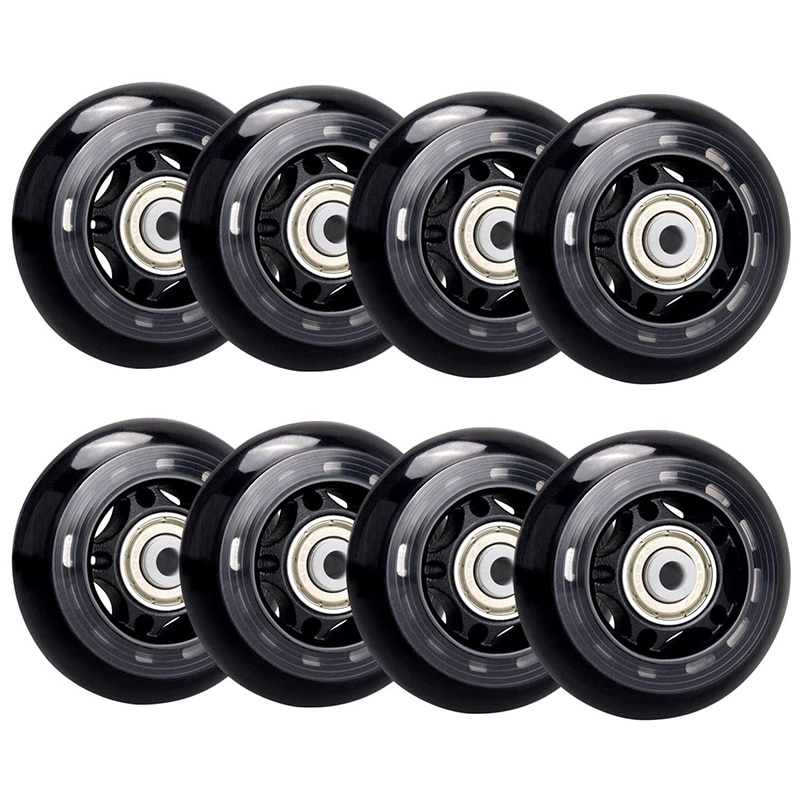 Top 8 -pack inline skate hjul, indendørs/udendørs rulleskøjtehjul, udskiftningshjul til rulleblade med leje 64mm: Default Title