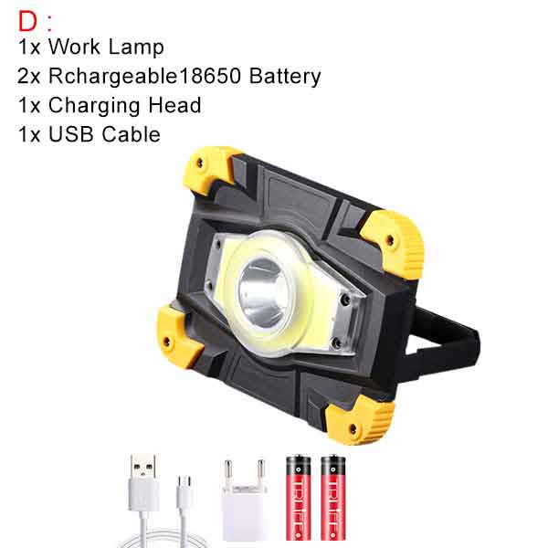 100w lamper ledet kolbe bærbar søkelyset camping lampe lanterne usb lade arbeidslys 18650 flomlys makt bank søkelys: D