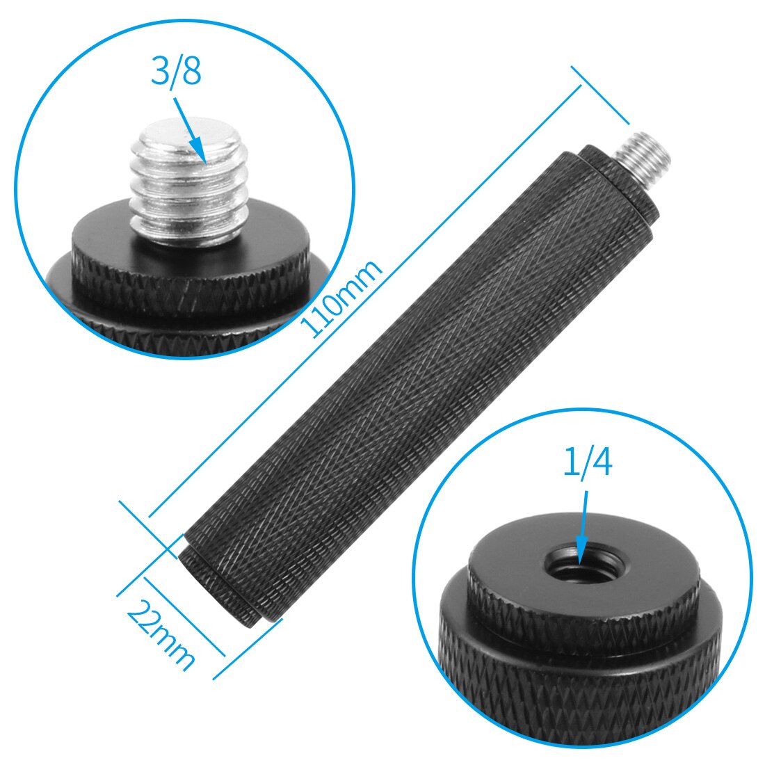 1/4 3/8 5/8 śruba uchwyt ręczny lustrzanka uchwyt gorącej stopki uchwyt ze stopu Aluminium dla GoPro telefon komórkowy Selfie stabilizator Holder: 38 male to 14 female