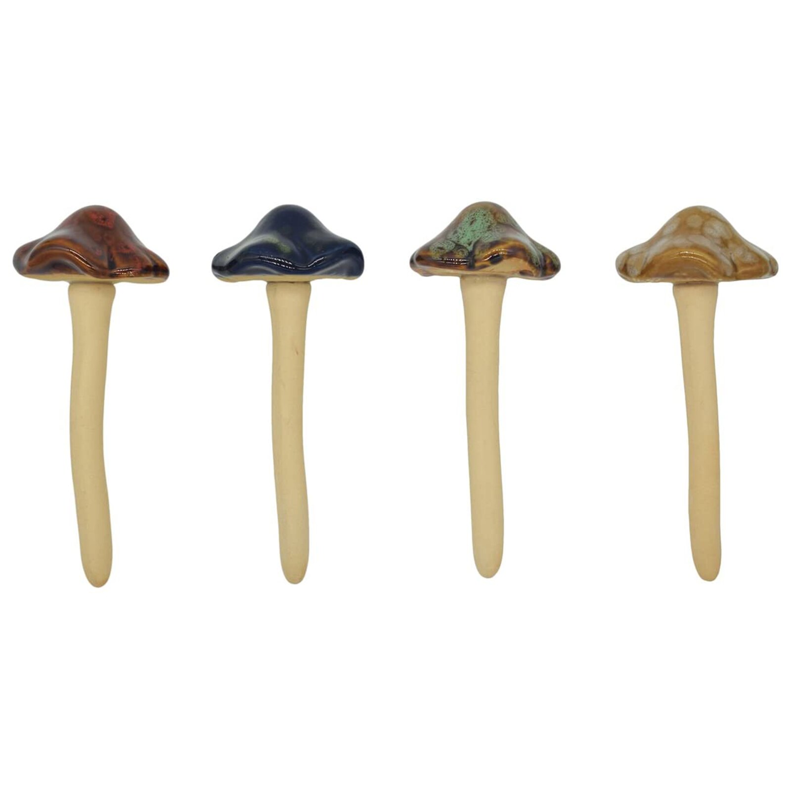 8 Pieces Ceramic Mushroom Garden Ornament for Fairy Garden Lawn Decoration