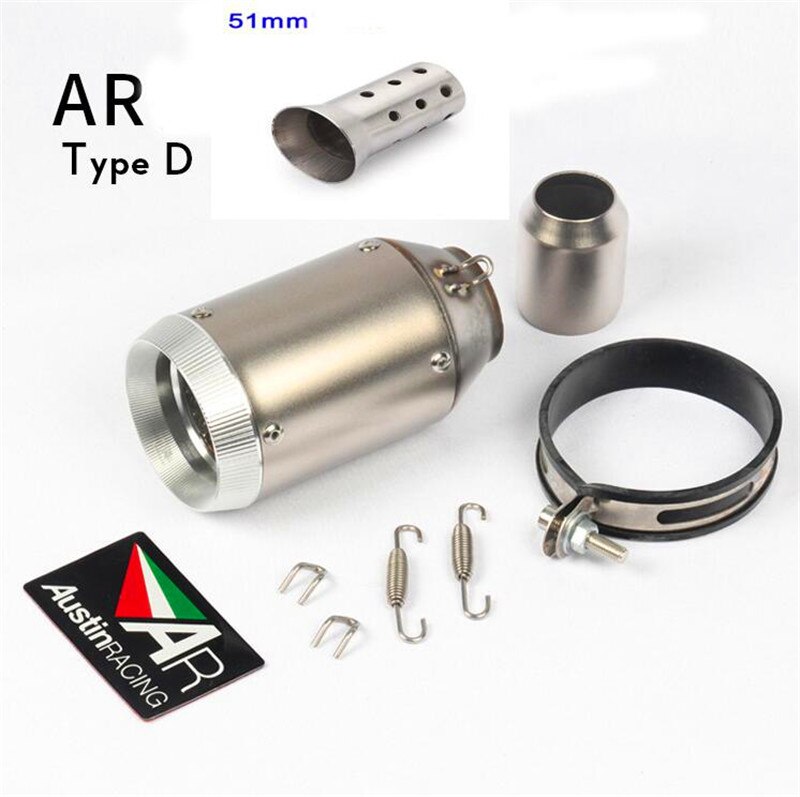 Tubo de escape de fibra de carbono para motocicleta, 51mm/60mm, Austin Racing tubo, escape de moto, pegatina AR: 50 mm MM