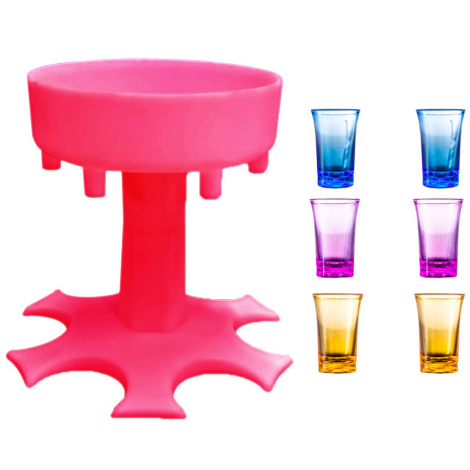 Glass Dispenser Bar Accessory 6 Shot Six Ways Great Party Grey Pourer Drinking Games Shot Glass Dispenser: Pink  A2