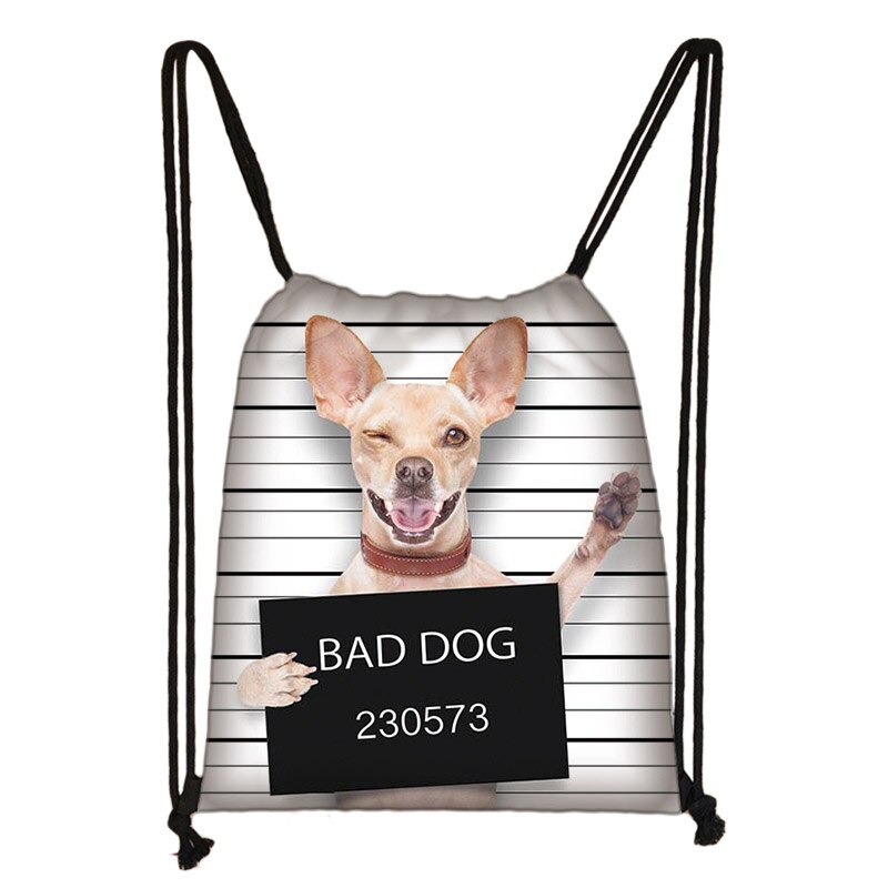 Sød yorkshire terrier / shiba inu / beagle / bulldog snøre taske dame opbevaringstaske hvalp hund rejsetasker rygsæk: Skd -gg11