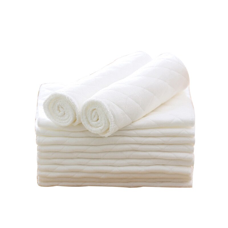 Superabsorberende blepapir i ren bomuld 3 lag nyfødte babybleer vaskbare hvide ikke-blomstrende: 46 x 17cm