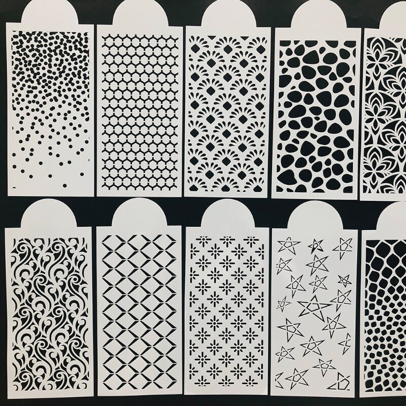 10pcs DIY Geometric Shape Drawing Stencils Templates Embossing Paper Card Painting Scrapbooking Stamp Album Decoration 87HA