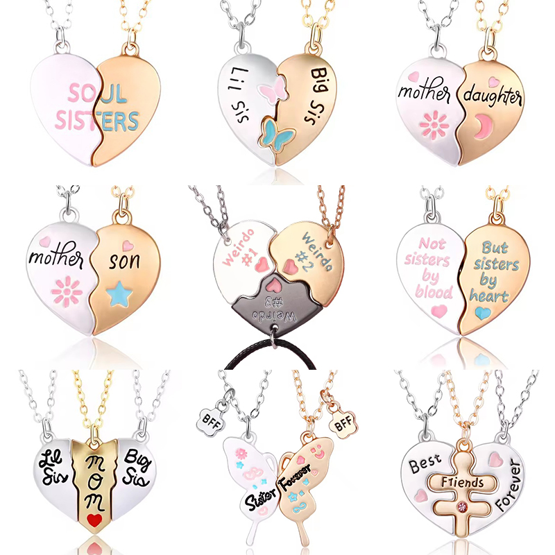 Colliers magnétiques en forme de cœur pour femmes et filles, pendentif Kawaii meilleurs amis sœurs, chaîne BFF, bijoux d'amitié, , 2/3 pièces