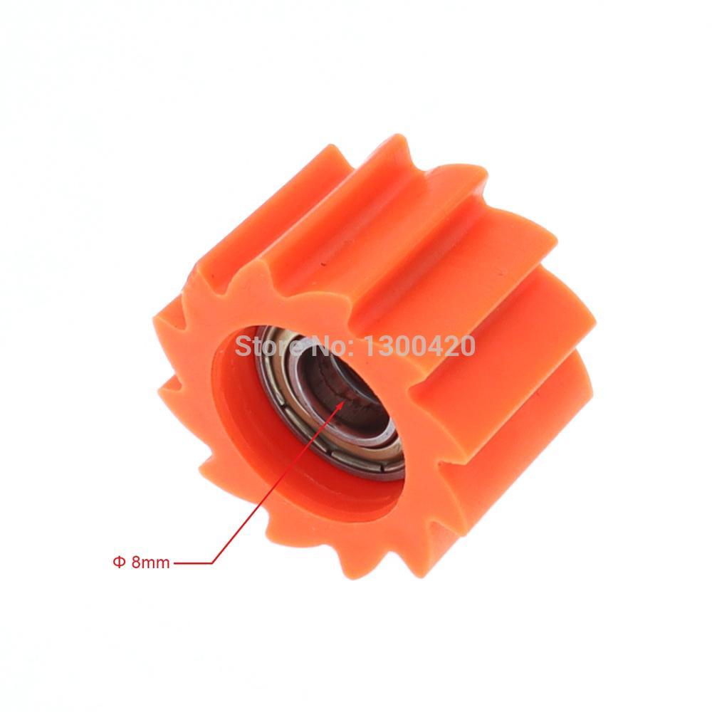 Roue dentelée de tendeur de pignon de Guide de chaîne de 8mm 10mm pour la moto de vélo de fosse de saleté: Orange 8mm