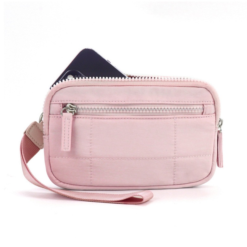 Puffer Wristlet Wallets For Women, Nylon Quilted Wallet With 3-Zipper Purse For Travel Credit Card Holder Phone Organizer