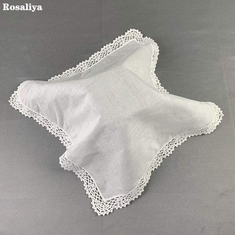 Set of 12 Ladies Handkerchiefs White Cotton Wedding Bridal Handkerchief Vintage Embroidered Lace Hankie