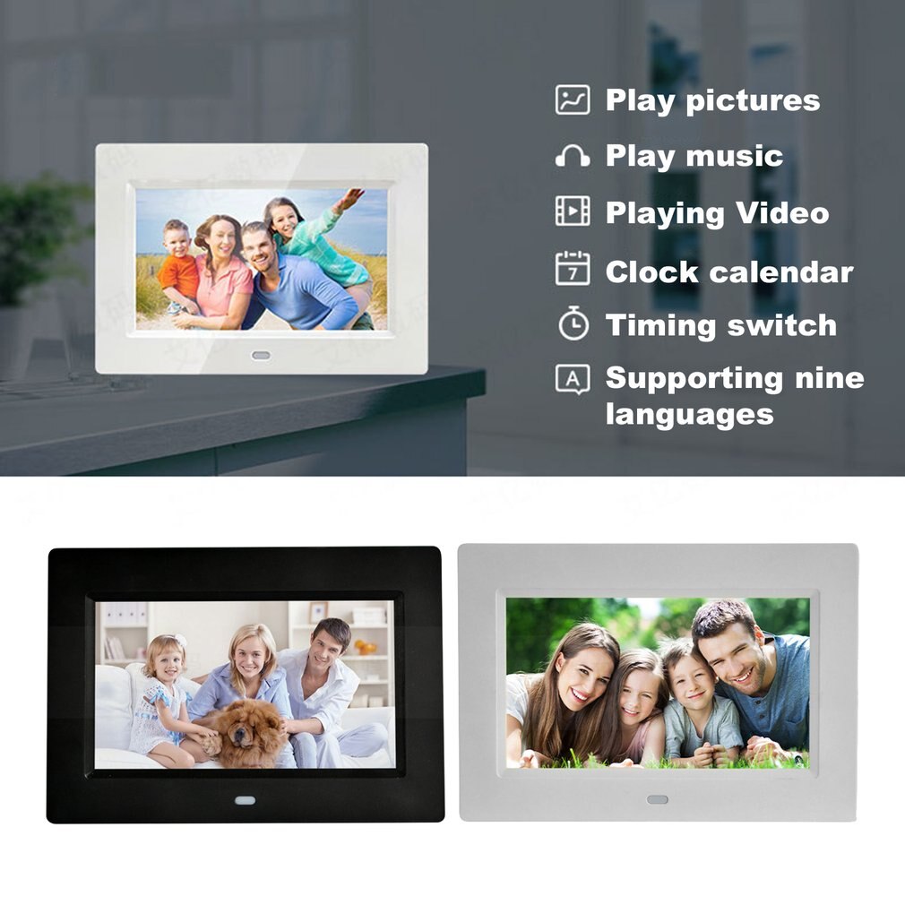 7 Inch Led Backlight Hd Full Function Digital Photo Frame Electronic Album Photo Desktop Photo Album Music Video