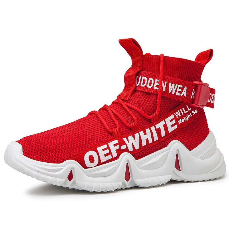 Outdoor Men Free Running for Men Jogging Walking Sports Shoes High Lace-up Athietic Breathable High Sneakers: Red / 7.5