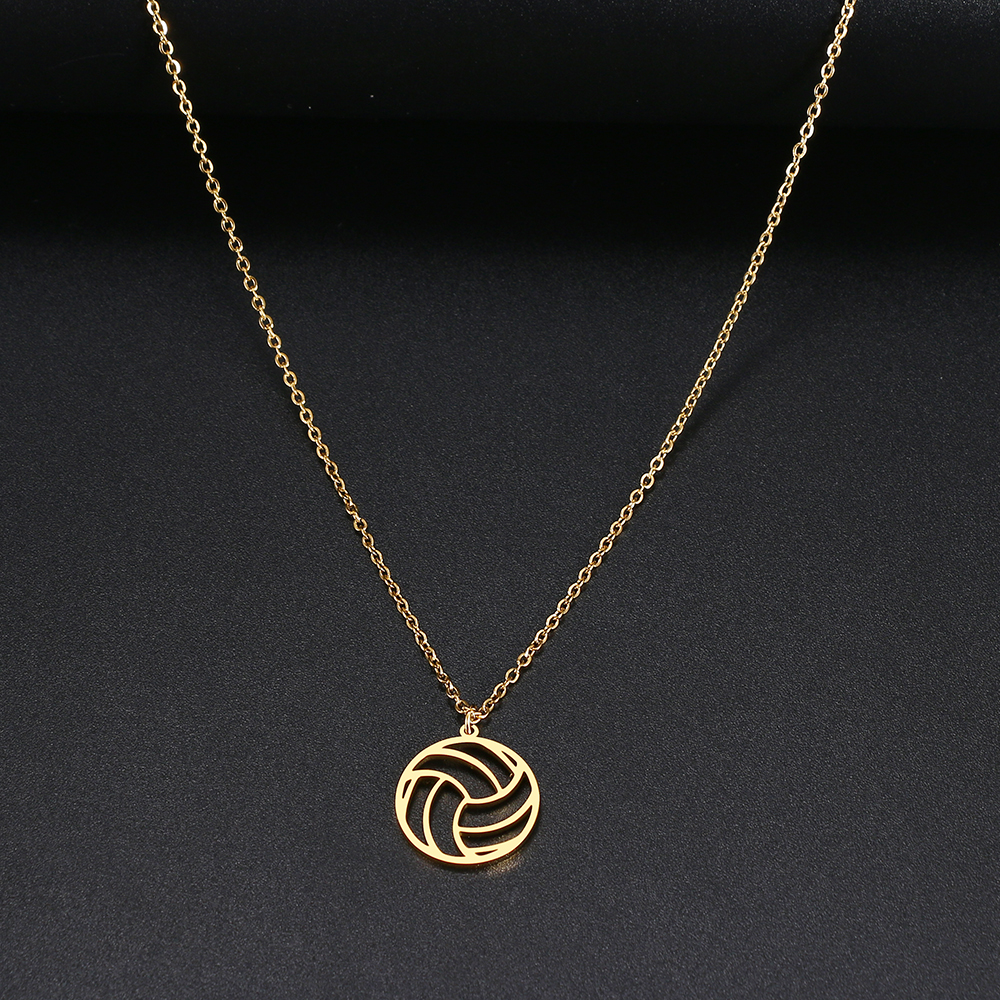 Collares de acero inoxidable para voleibol de playa, colgante de bola hueca, Collar de cadena, Collar de para mujeres y hombres, joyería, de