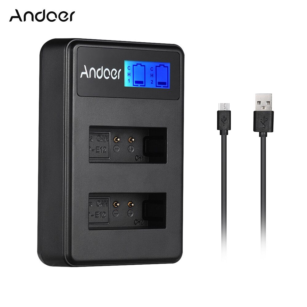 Andoer LCD2-LPE12 Compact Dual Channel LCD Camera Batterij Oplader USB Ingang Lcd Camera Batterij voor Canon