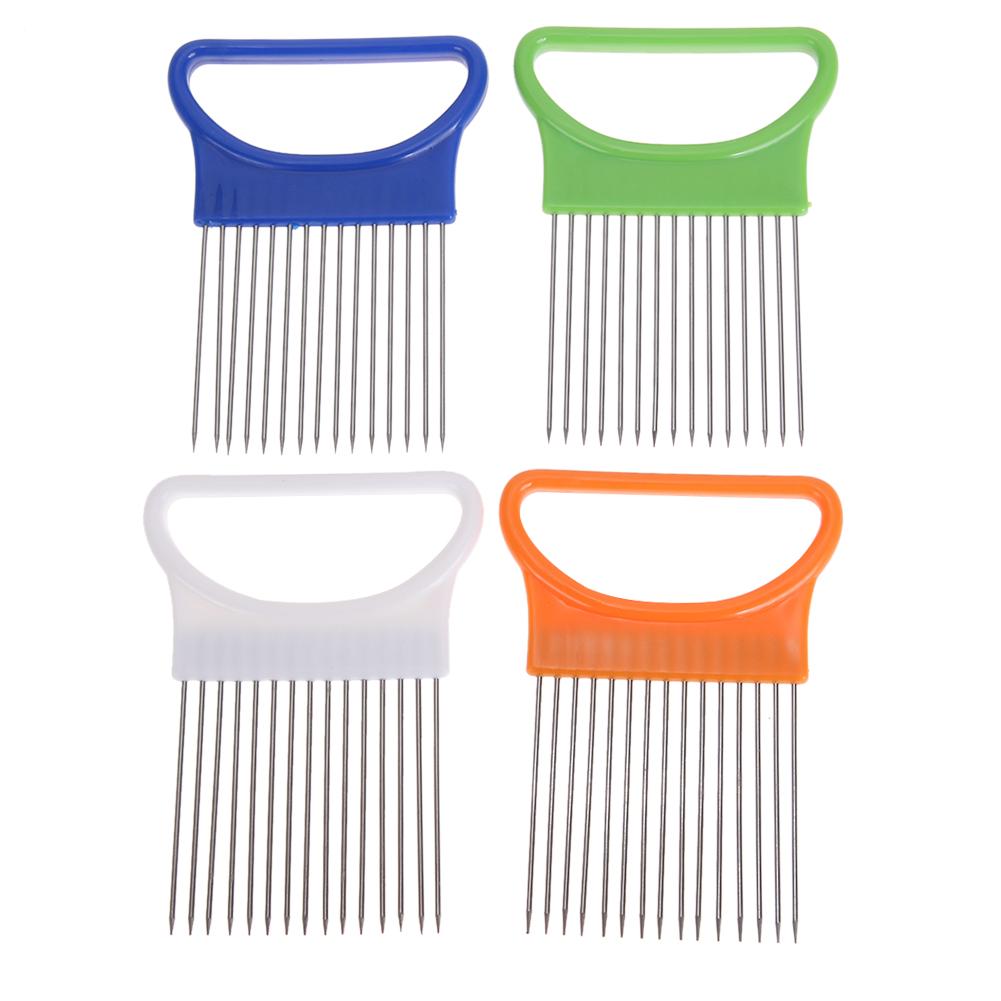 1Pc 4 Kleuren Ui Houder Hand Held Slicer Cutter Aardappel Wedge Slice Tool Huishouden Keuken Groenten Slice Gereedschap: Default Title