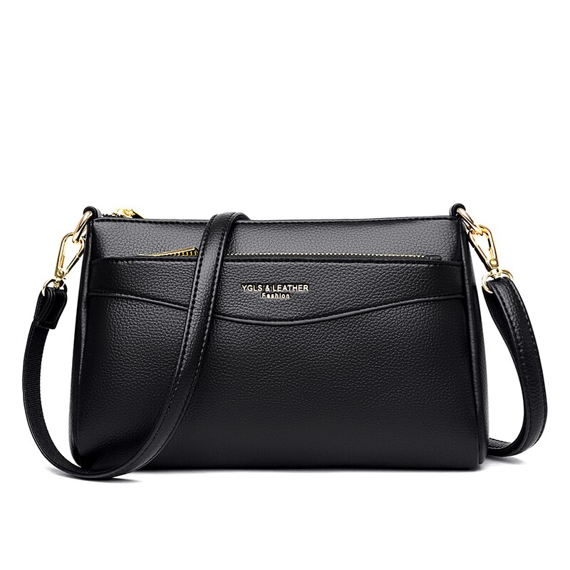 Oude Tang Pu Lederen Schoudertassen Voor Vrouwen Winter Luxe Black Crossbody Sac een Belangrijkste: Black