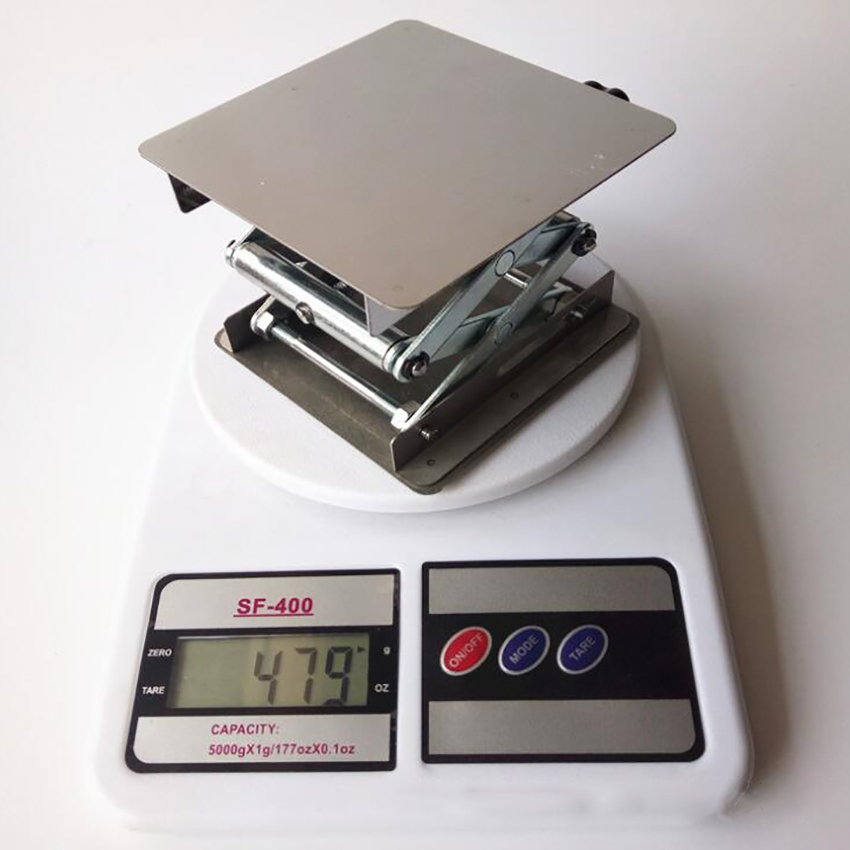 Mesa elevadora de tijera para laboratorio, plataforma de soporte de tijera para laboratorio, de acero inoxidable, placa de 100x100mm, altura de 150mm