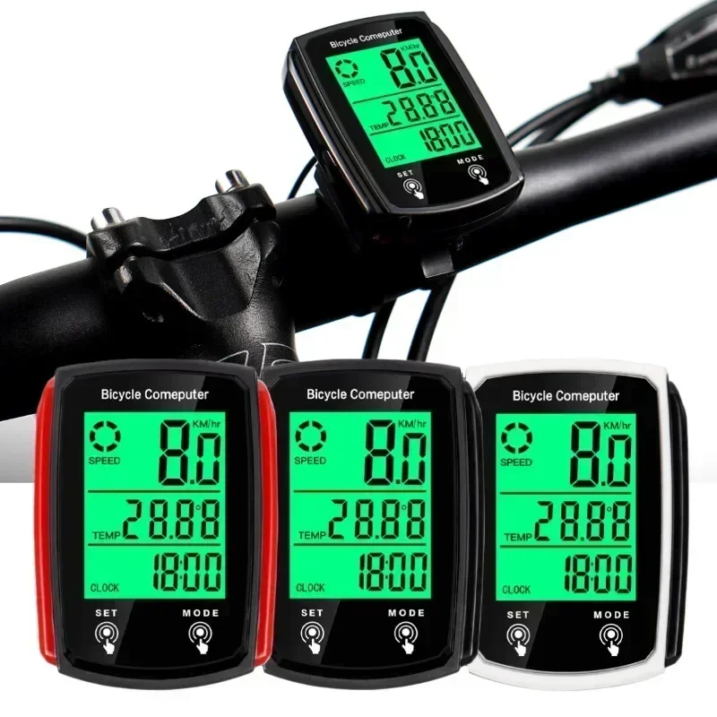 Bicycle Computer LCD Digital Wired Cycling Computer Speedometer Bike Speed Odometer with Backlight Bike Accessories