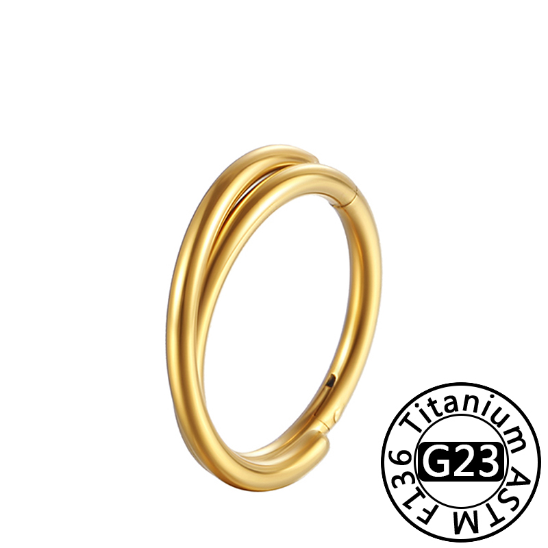 Astm F136 Titanium Neusring Piercing 16G Oorspiraal Hoepel Kraakbeen Oorbel Scharnier Diafragma Daith Clicker Ring Lichaam Sieraden: Black / Licht Geel Goud Kleur