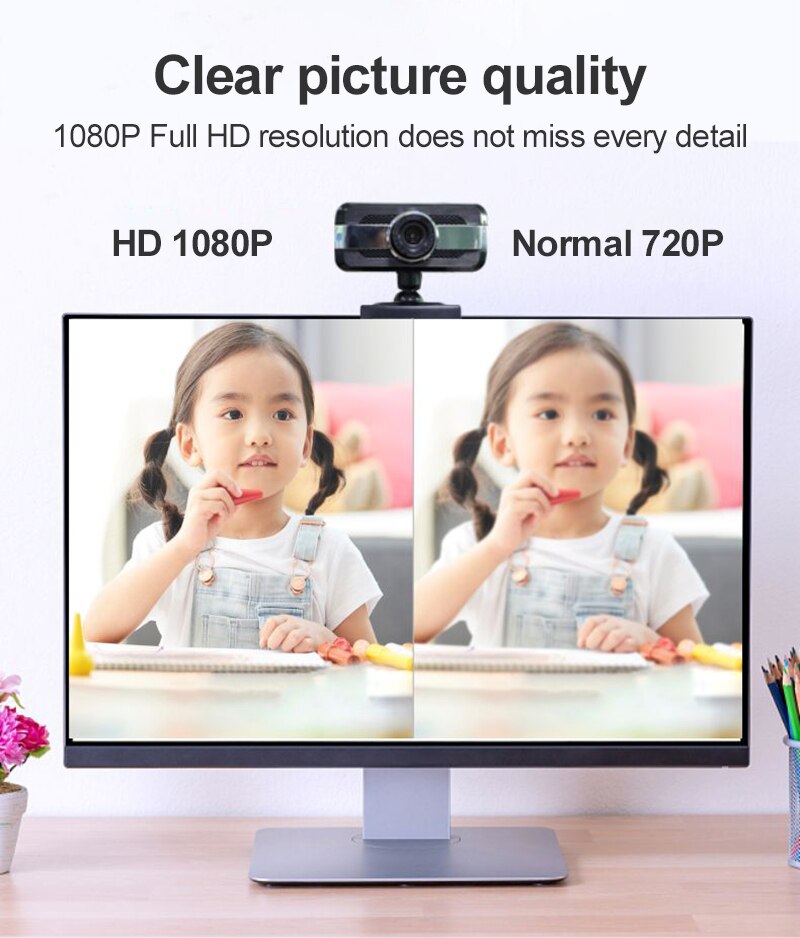 V15 Computer Webcams USB Drive-free 1080P Computer Camera Video Online Class Live Broadcast Built-in Microphone