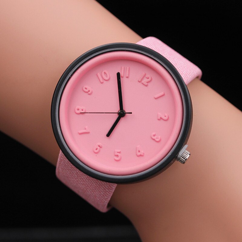 Watches For Women Unisex Simple Number Watches Quartz Canvas Belt Wrist Watch Girl Vintage Watches Relogio