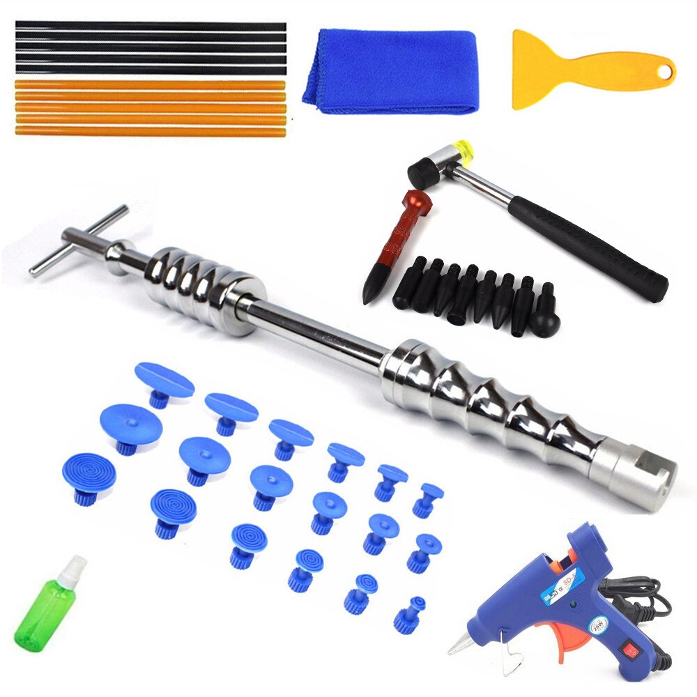 PDR gereedschap Auto reparatie kit verveloos Dent Repair uitdeuken Slide Hammer lijm stok Reverse Hamer Lijm Tabs voor Hagel schade: 43PCS