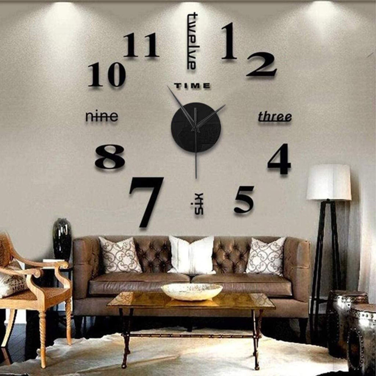 4 # Grote Frameless Diy Muur Mute Klok 3D Spiegel Oppervlak Sticker Home Office Decor Romeinse Cijfers Frameloze Grote Klok stickers: Black