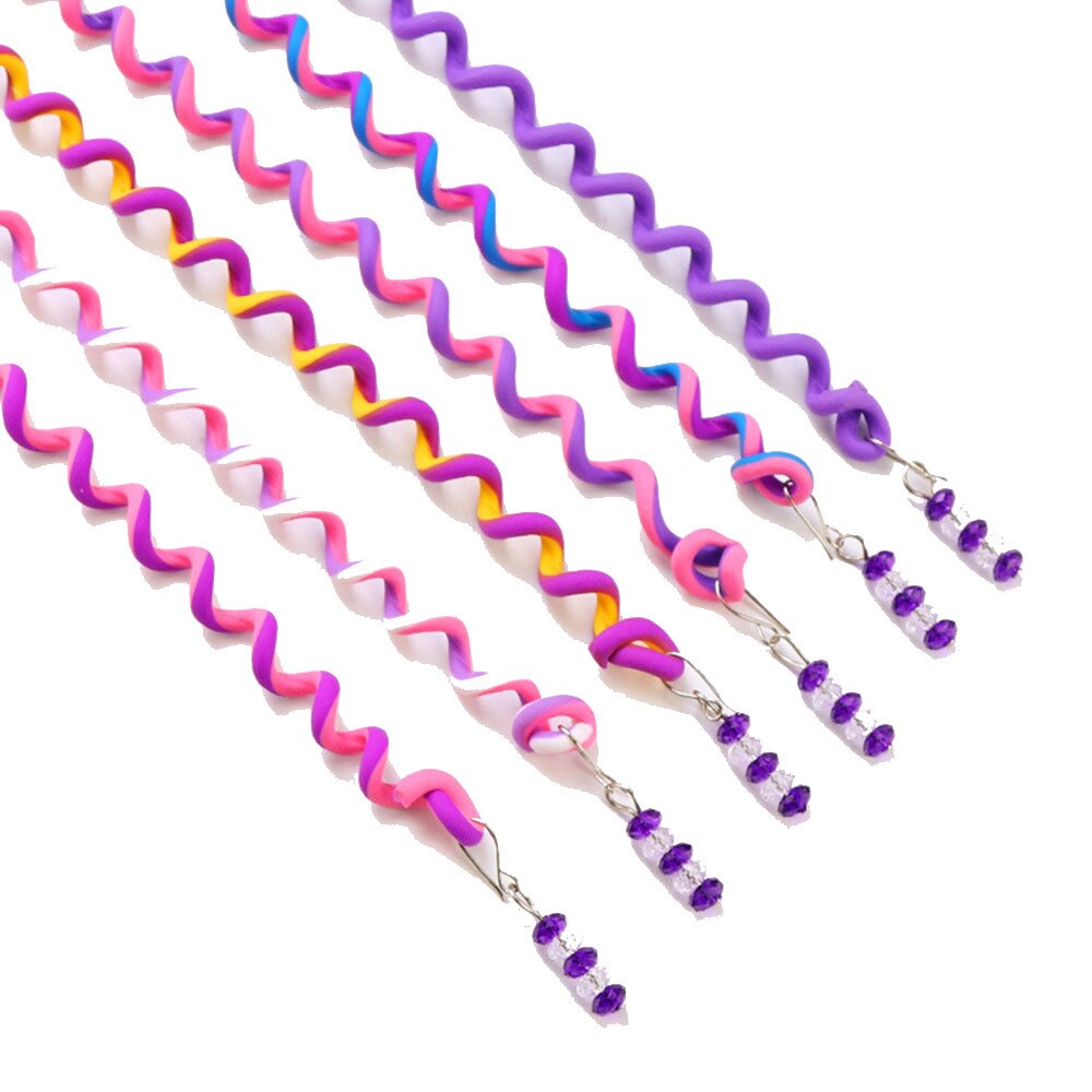 6/set Rainbow Color Headband Cute Girls Hair band Crystal Long Elastic Hair Bands Hairwear Hair Accessories hair ornament: Purple