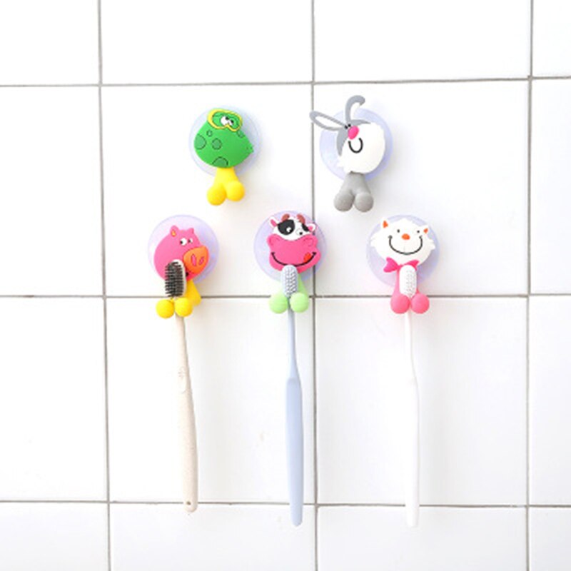Kawaii, dibujo animado, Animal, adorable, ventosa, soporte para cepillo de dientes, Set de accesorios de baño, soporte de succión de pared, herramienta