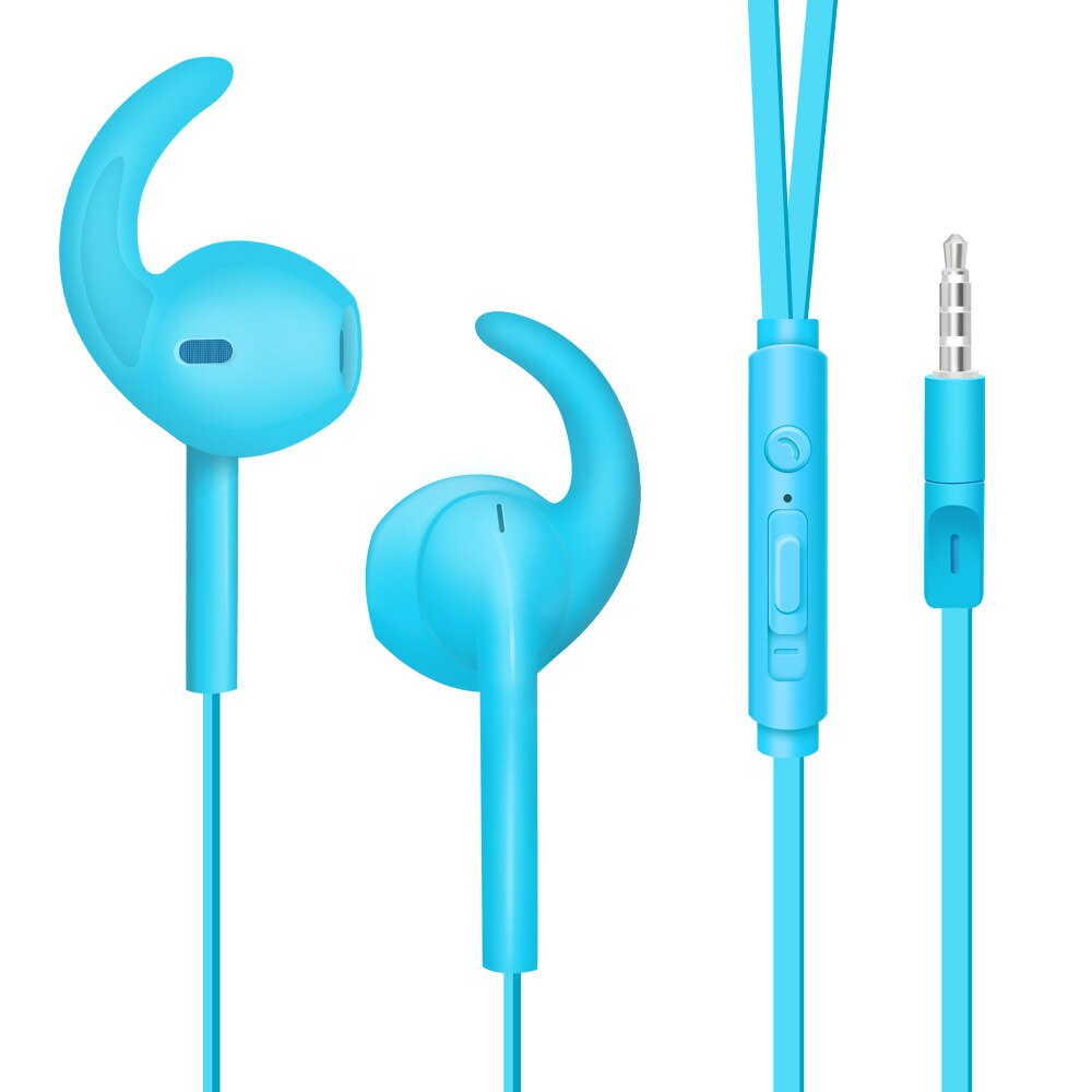 Bas in-ear hoofdtelefoon in-ear sport mobiele telefoon muziek oordopje draad met tarwe amerikaanse standaard oordopjes: Blauw