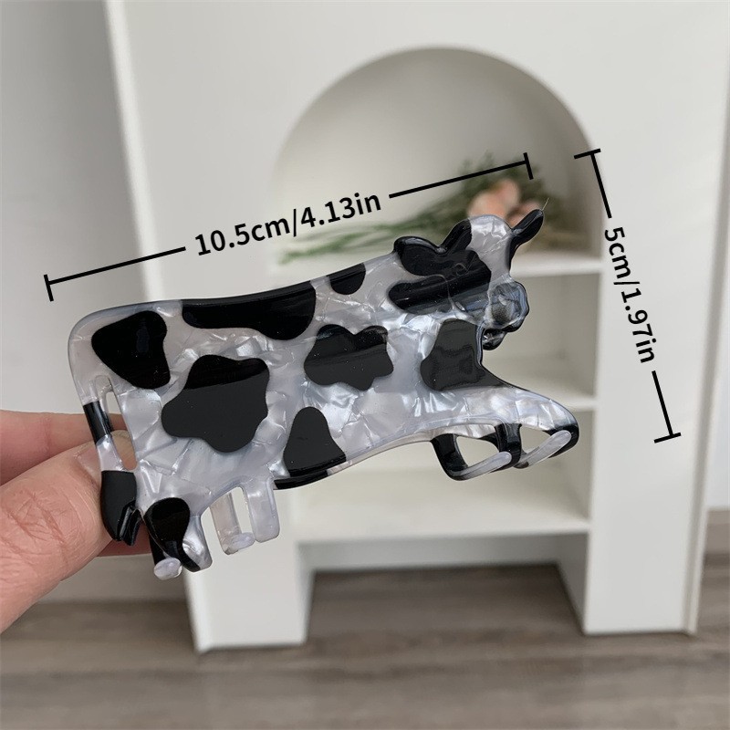 1 pinza para el pelo con forma de vaca animal, clip de tiburón estampado acrílico, nueva horquilla accesorio para el cabello