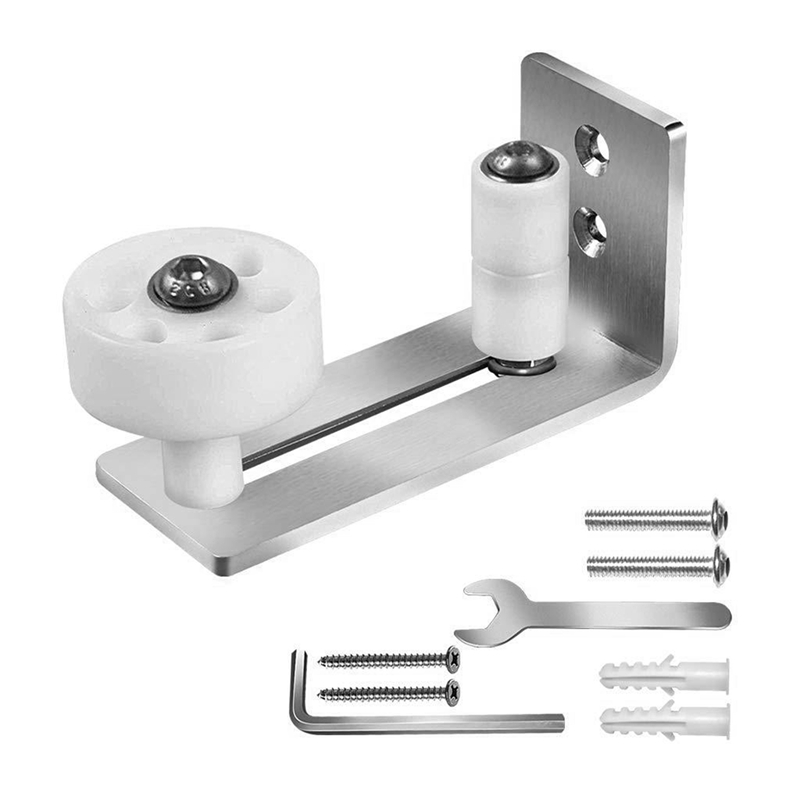Barn Door Stopper Ground Guide Wall Guide Silver 8 Combinations with Double Bearing Floor Rail Slider: Default Title