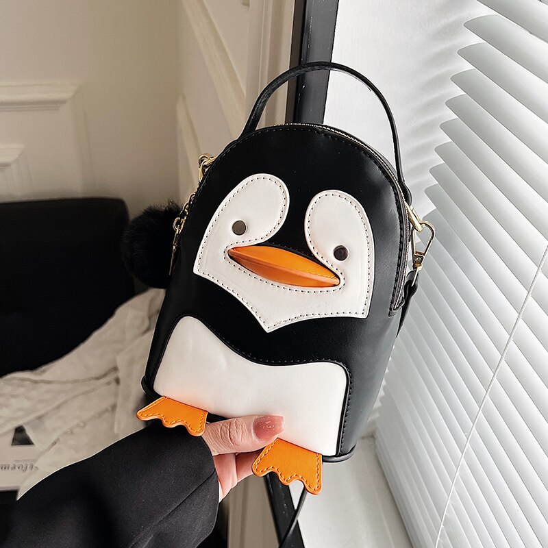 Cute Cartoon Penguin Purses and Handbags for Women Girls Crossbody Bag Leather Female Shoulder Bag