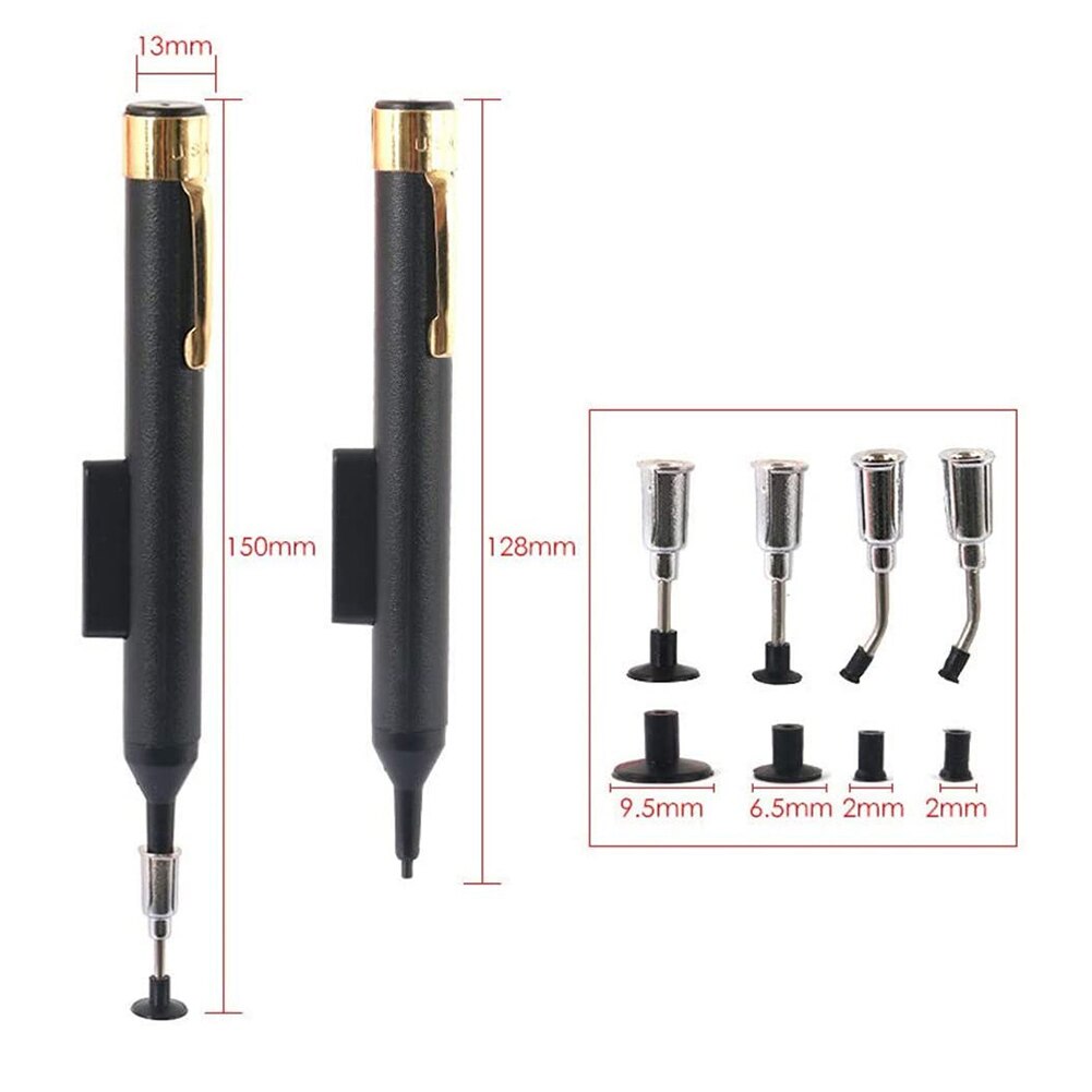 Solder Desoldering Pumps 15cm Anti-Satic IC Vacuum Pick Up Pen Remover with 4 Suction Heads for BGA SMD Solder Desoldering Pumps