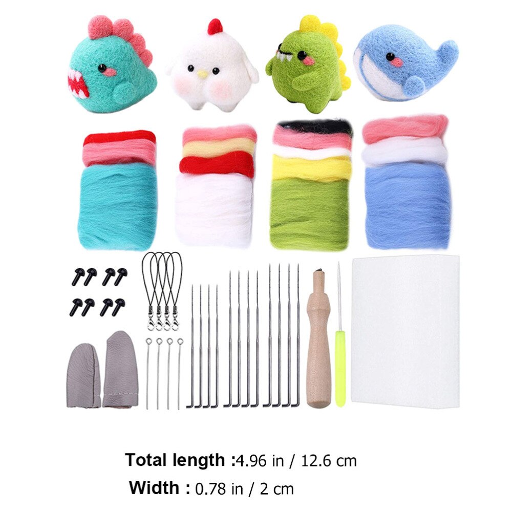 4 Set Beginners Needle Felting Kit Adorable Wool Felting Starter DIY Animal Kit